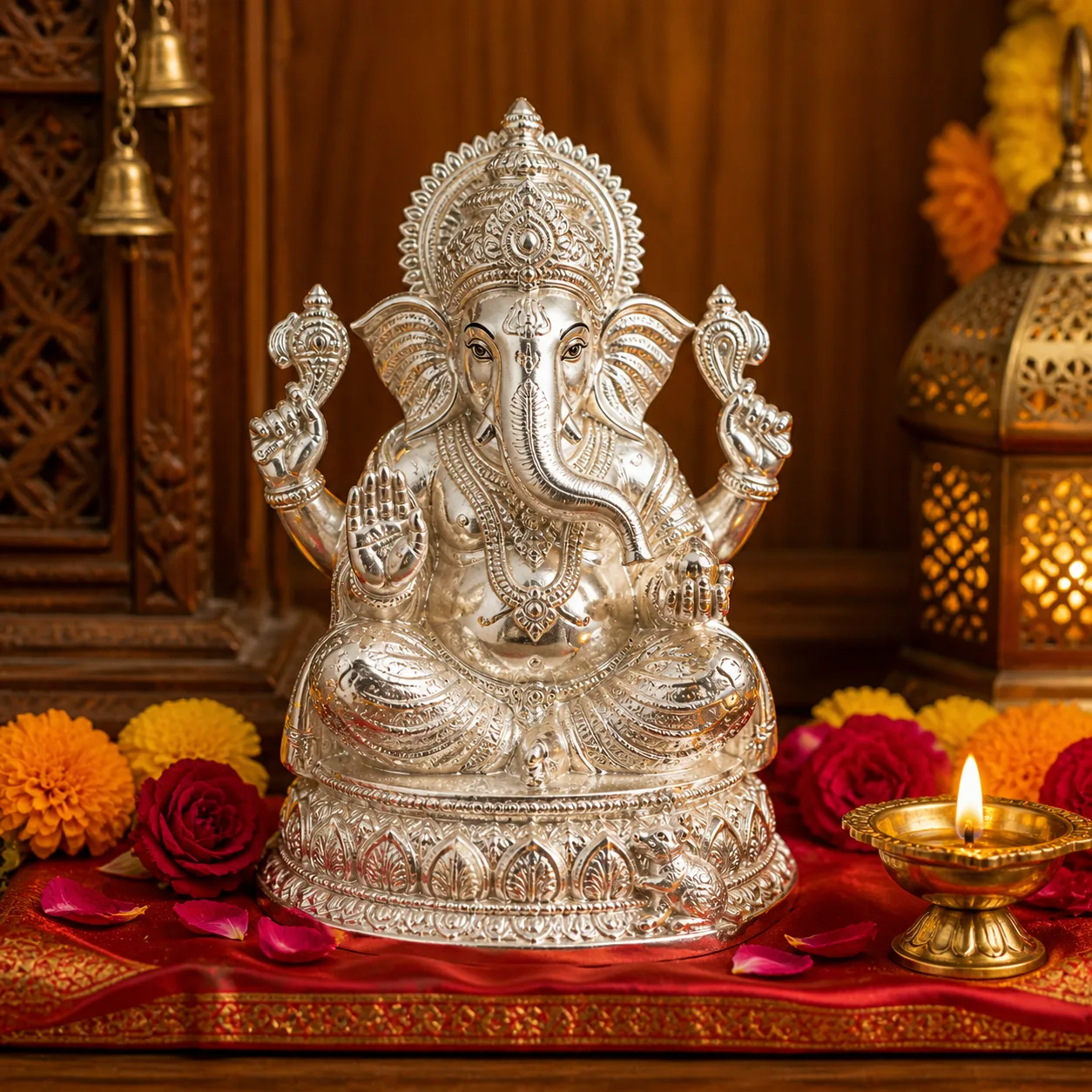 Silver-Plated Ganesh Idol