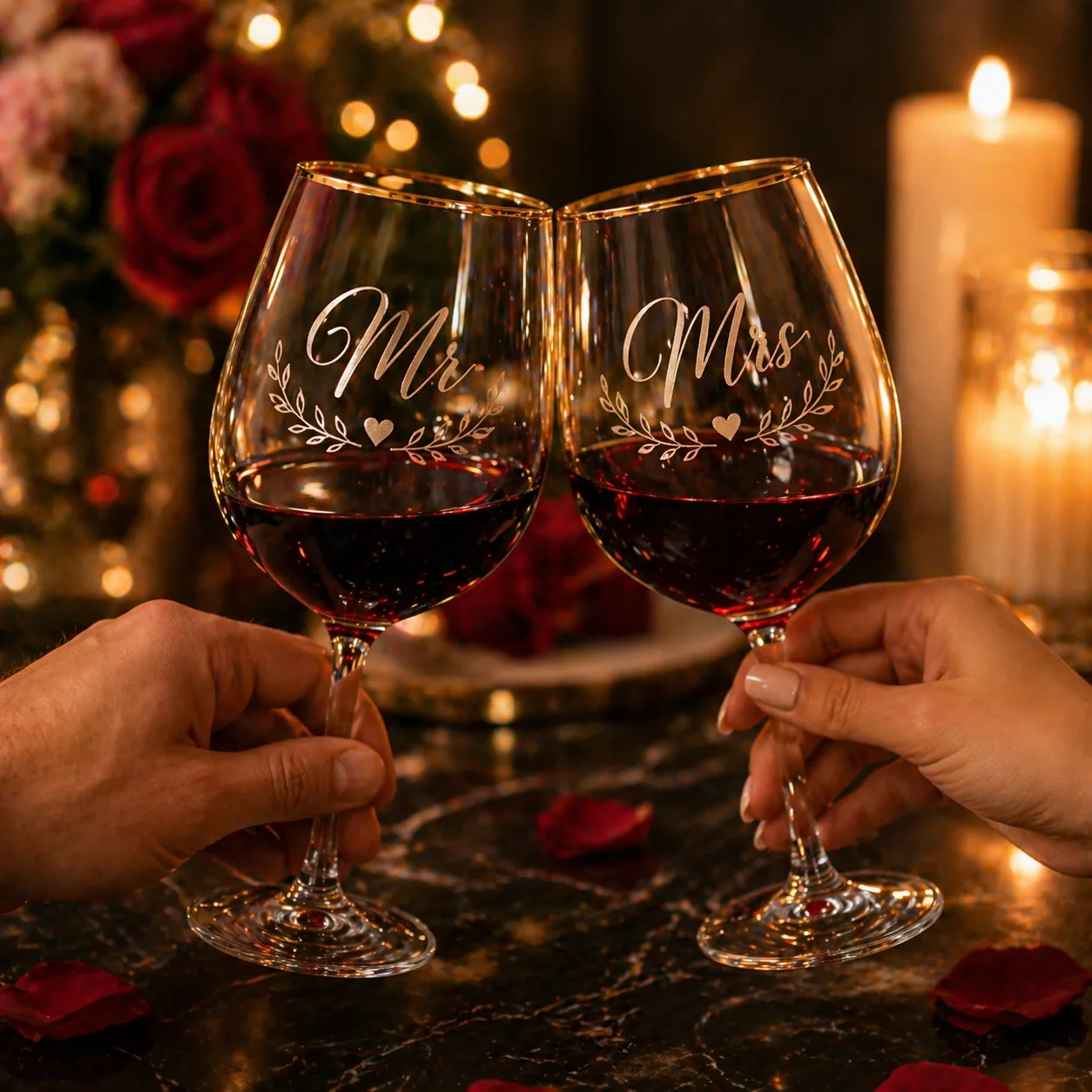 Personalised Couple Wine Glass Set