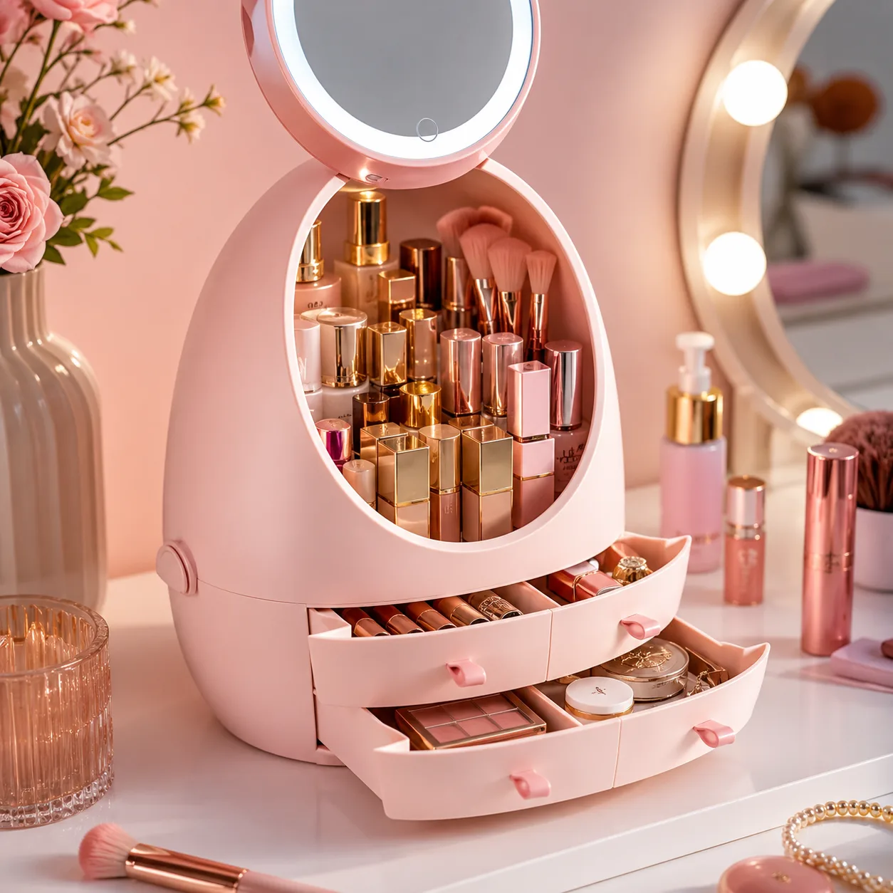 Rotating Makeup Organiser with Mirror