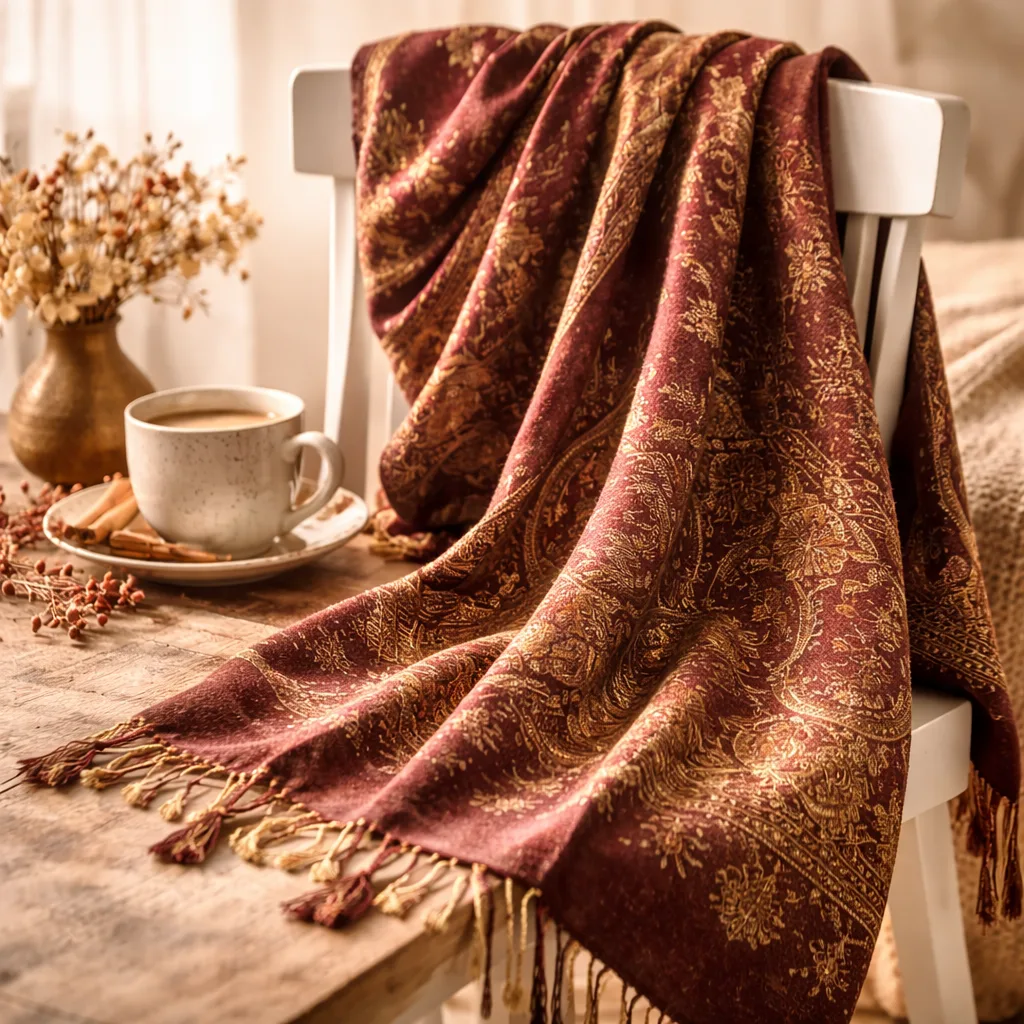 Pashmoda Faux Pashmina Jamawar Shawl