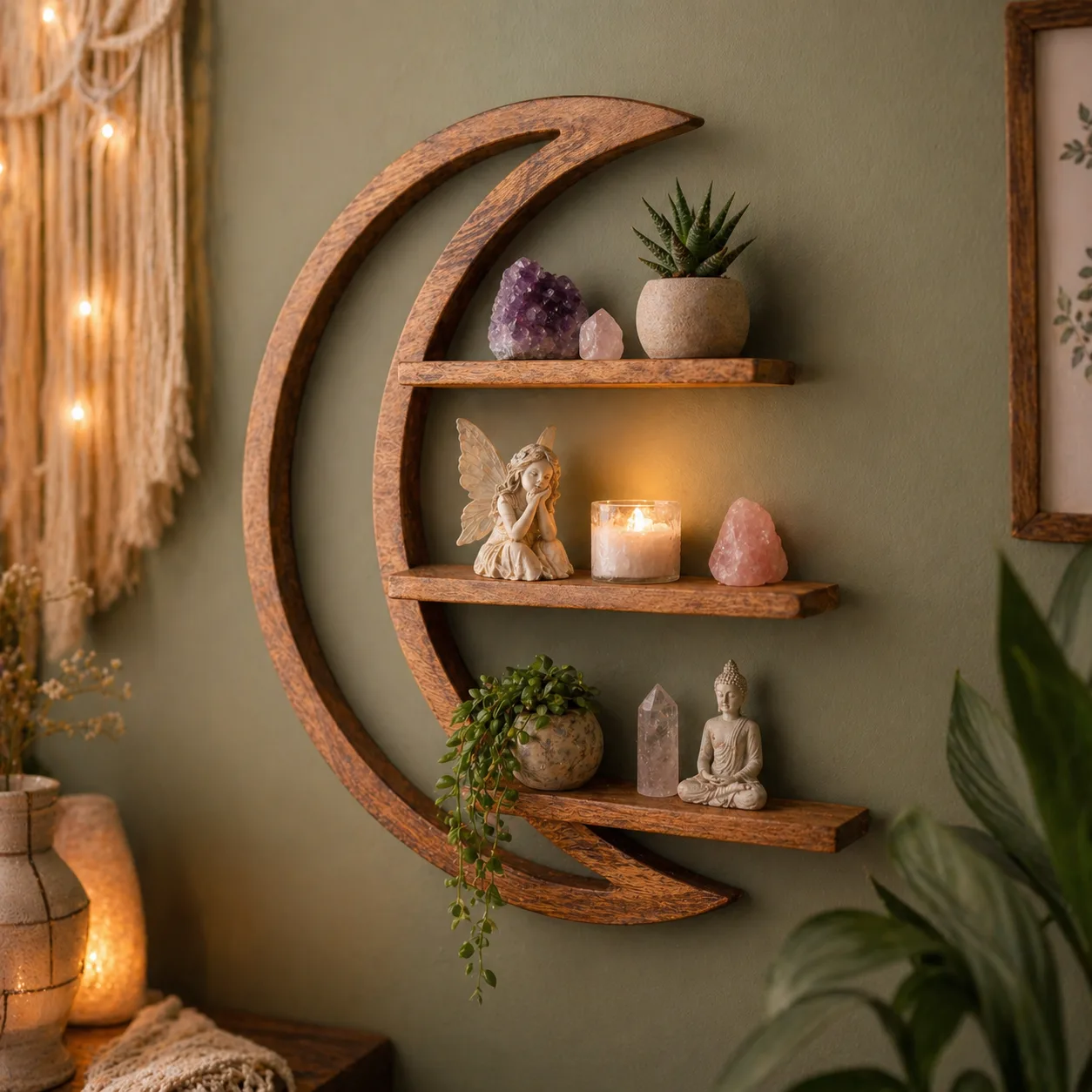 Floating Crescent Moon Shelf Set