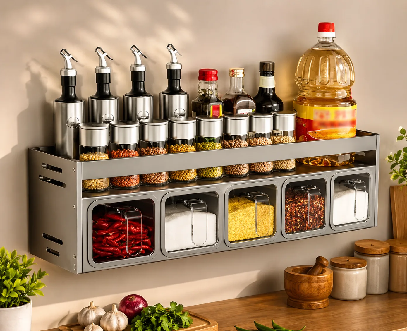 Metal Wall-Mounted Spice Rack