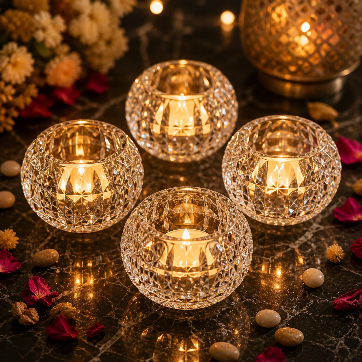 Rose Gold Tealight Candle Holder Set